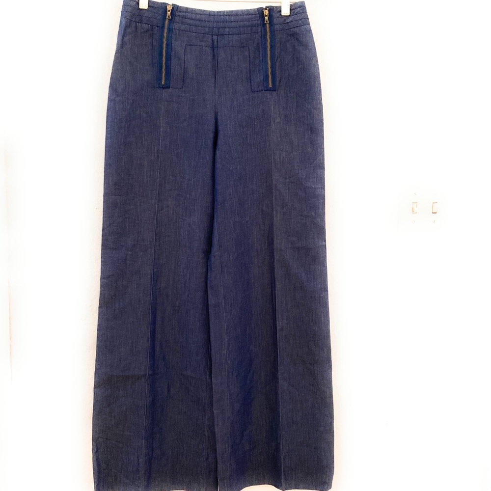 Trina Turk Chambray Pants Wide Leg Med 30